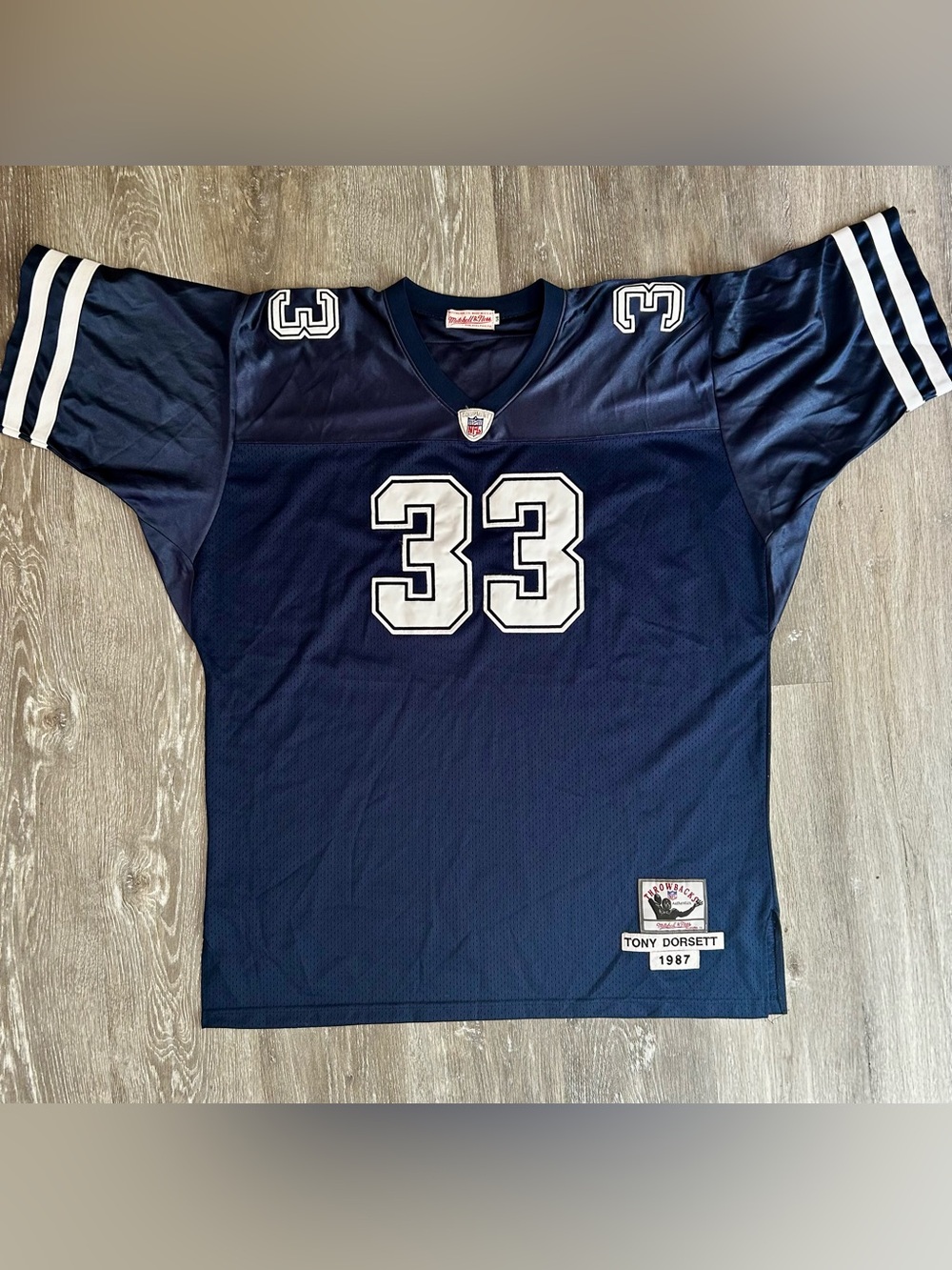 Mitchell & Ness Navy Throwbacks Tony Dorsett 1987 Patch Jersey #33 EUC Size 56